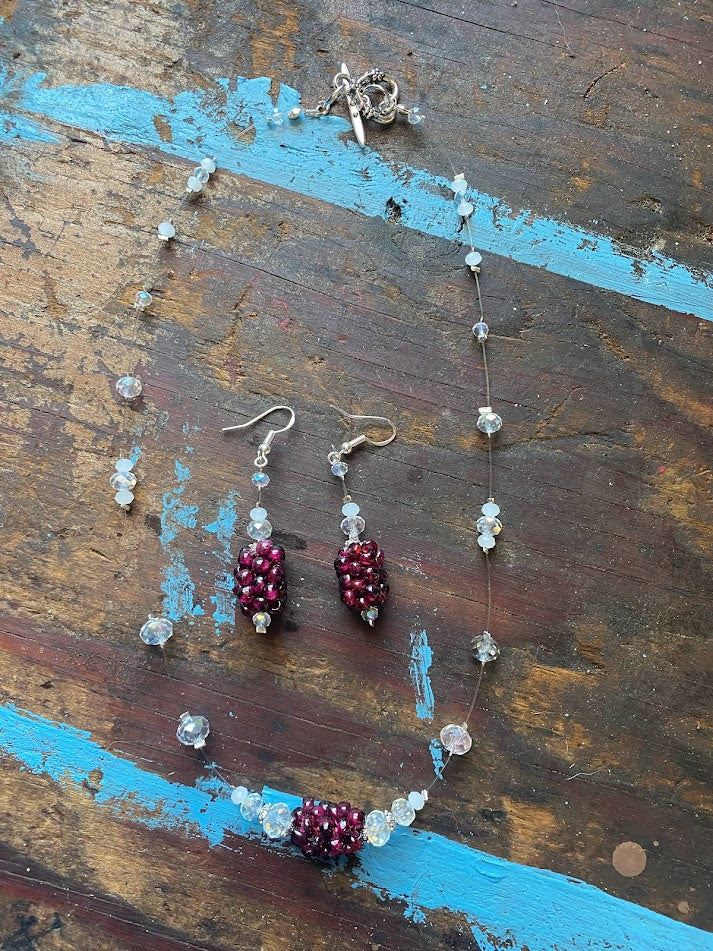 Garnet Necklace and earring set