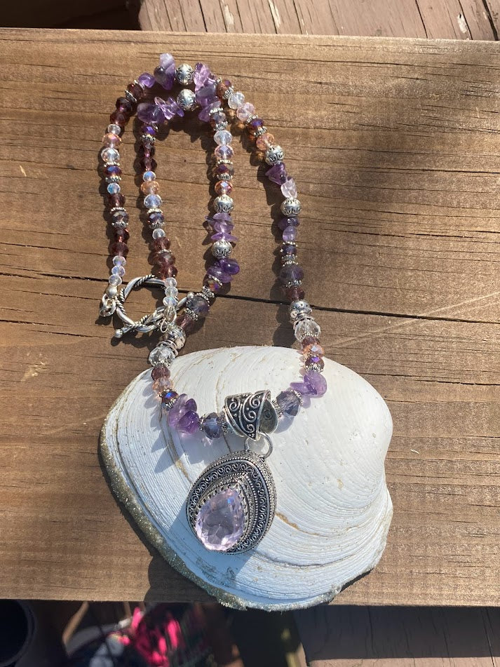 Amethyst Necklace and earring set