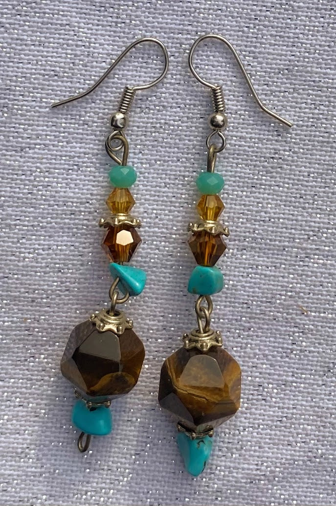 Turquoise and Tiger Eye Earrings