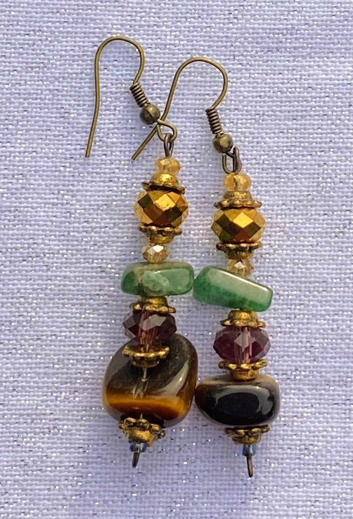 Jade and Tiger Eye Earrings