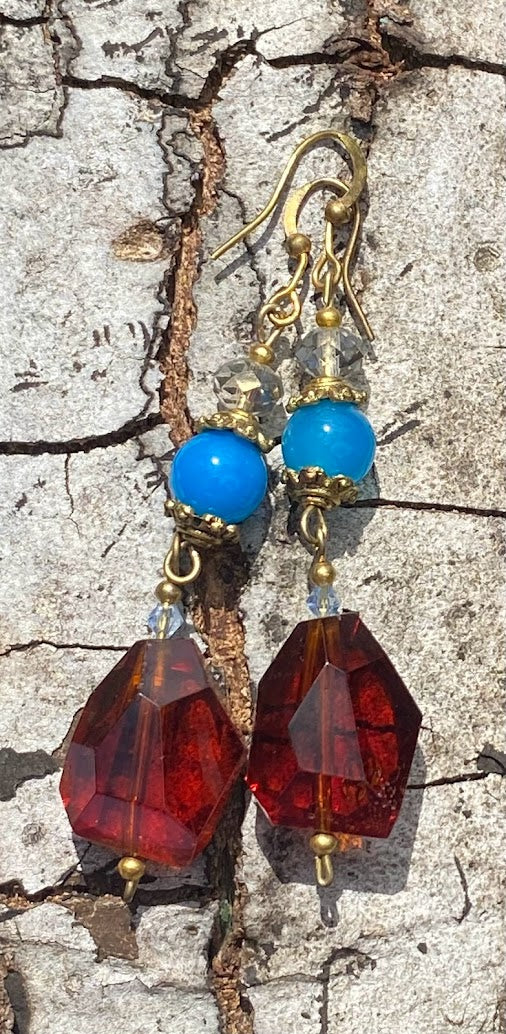 Agate and Quartz Earrings