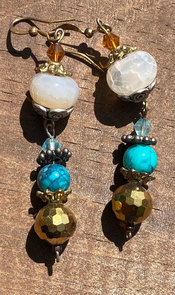 Agate and Turquoise Earrings